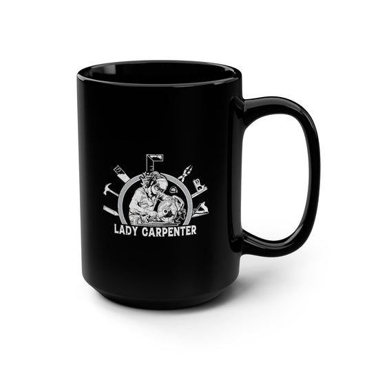 Lady Carpenter Black Mug, 15oz