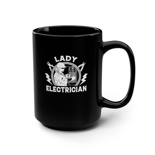 Lady Electrician Black Mug 15oz